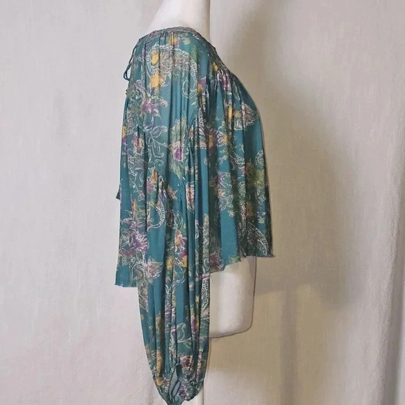 Free People Up For Anything Floral Sheer Top SZ S Boho,Whimsy - Picture 2 of 10
